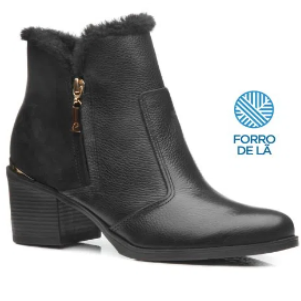 BOTA FEMININA PA280391 EM COURO BURNISHED COM FORRO EM LÃ